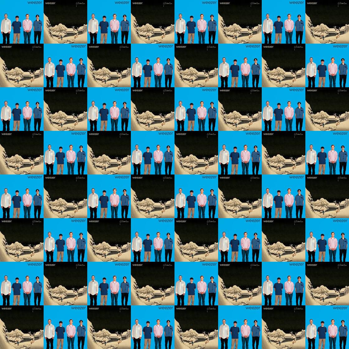 chess board where the squares are the blue album by weezer album cover and pinkerton by weezer album cover