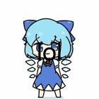 an image of cirno bitcrushed and overlayed with the text 