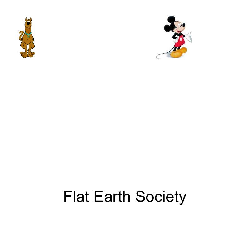 generate a meme about flat earth featuring characters from popular cartoons