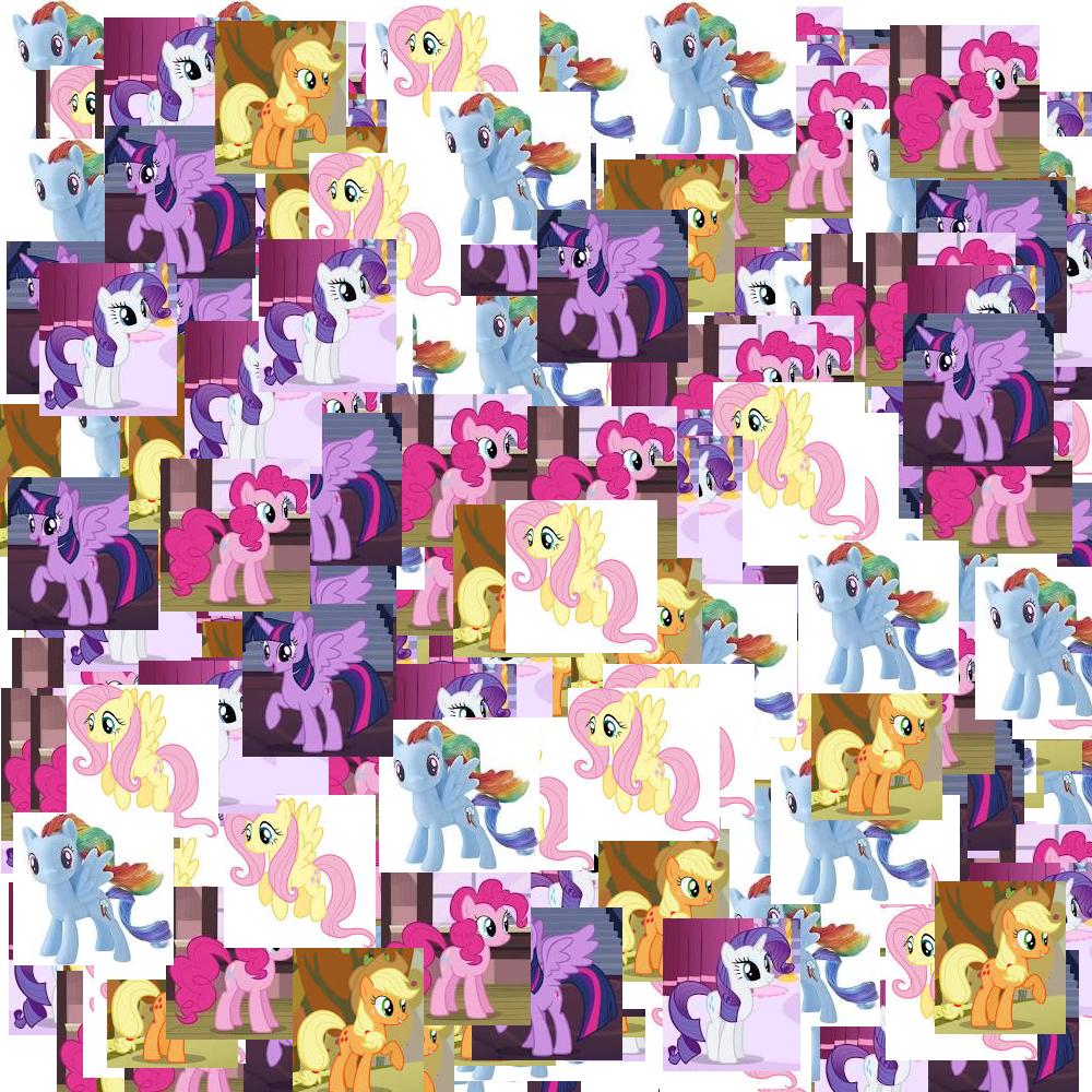 take the mane 6 and then put 100 copies of each of them randomly around the image